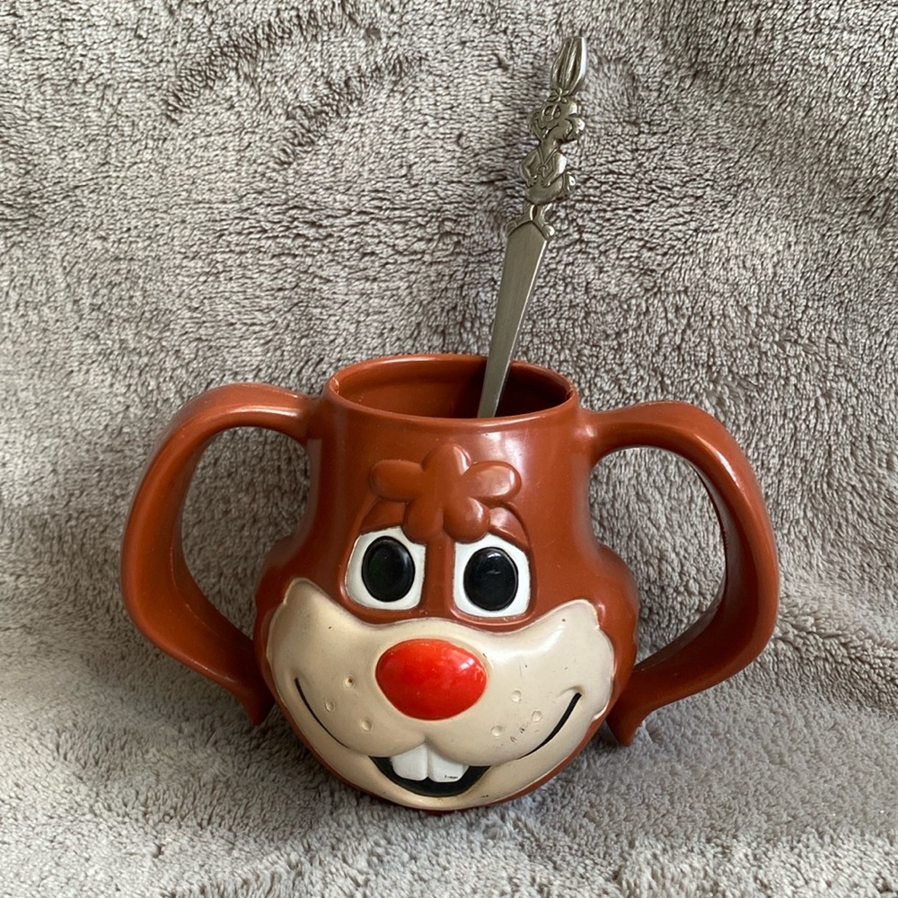 Vintage Quik bunny mug and spoon